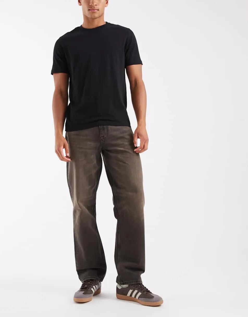 ASOS DESIGN straight jeans in vintage brown wash