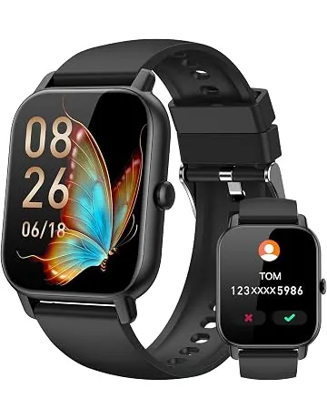 Mindimp Smart Watches for Men Women, Fitness Tracker with Activity Counter/Sleep Monitor, IP68 Waterproof Smart Watch for Android iPhone iOS Compatible (Jet Black, 1.83)