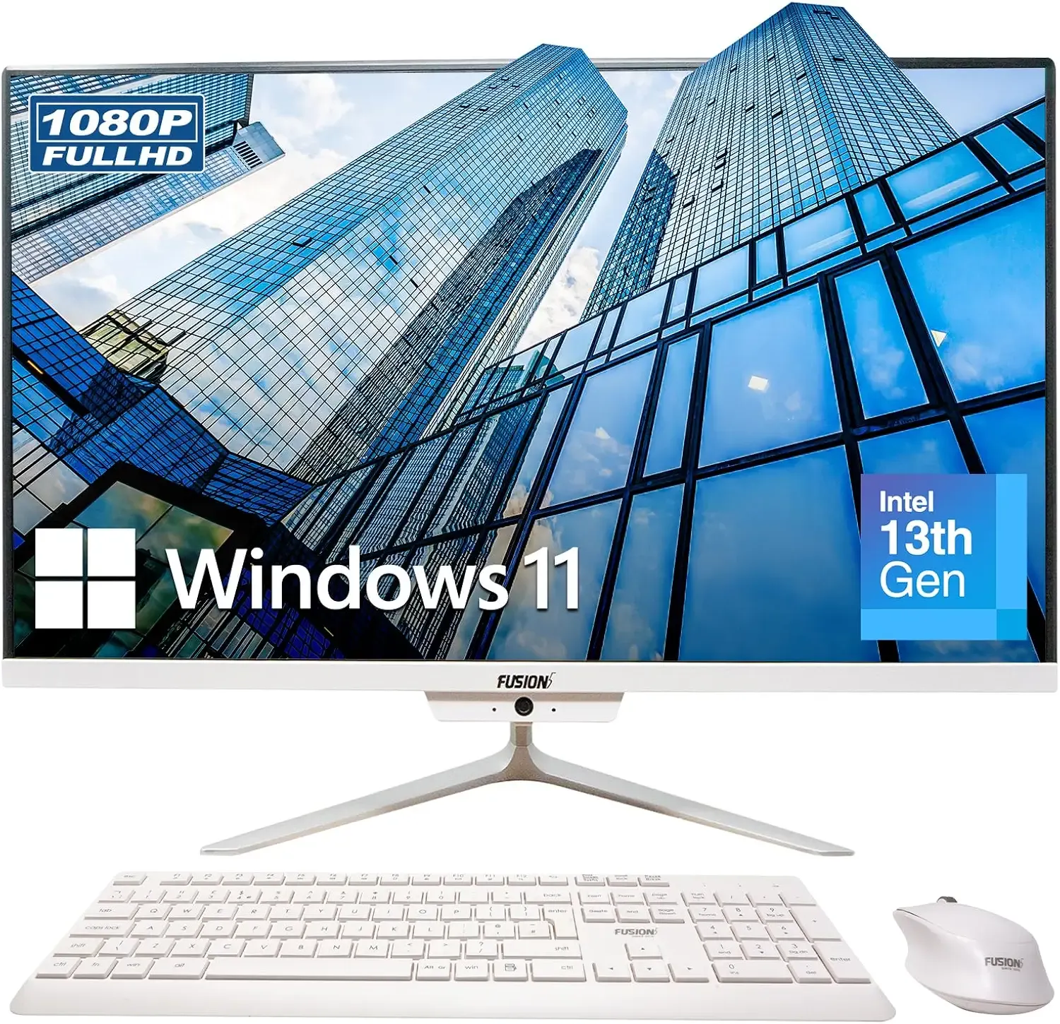 23.8" Full HD All-in-One Desktop Computer - 16GB RAM, 512GB SSD, Intel 13th Gen, Windows 11, Dual-Band WiFi, HDMI, USB 3.0, FHD IPS Display - AIO PC with Wireless Keyboard, Mouse, 2MP Camera