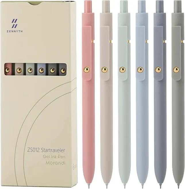 Ddaowanx Gel Pens, 6 Pcs 0.5mm Quick Dry Black Ink Pens Fine Point Smooth Writing Pens, Cute Office School Supplies Gifts for Women