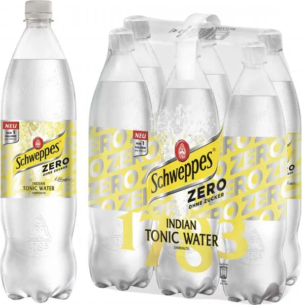 Schweppes Indian Tonic Water Zero (Einweg) 6 x 1,25 l