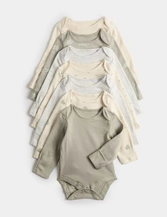 7er-Pack gemusterte Bodys mit Froschprint aus reiner Baumwolle (2,3 kg – 3 J.)