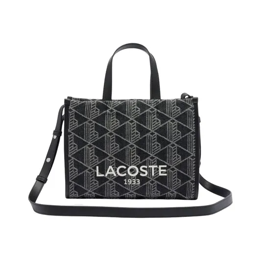 Lacoste Small Heritage Tote Bag With Adjustable Strap - Black/Gray