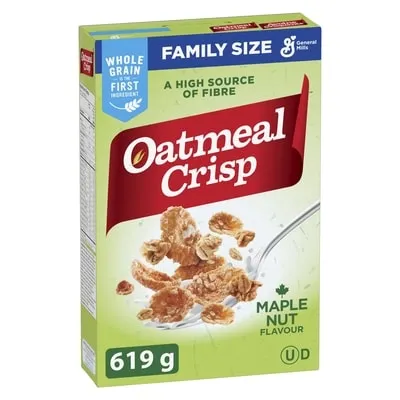 Oatmeal Crisp Breakfast Cereal, Maple Nut, Family Size, High Fibre