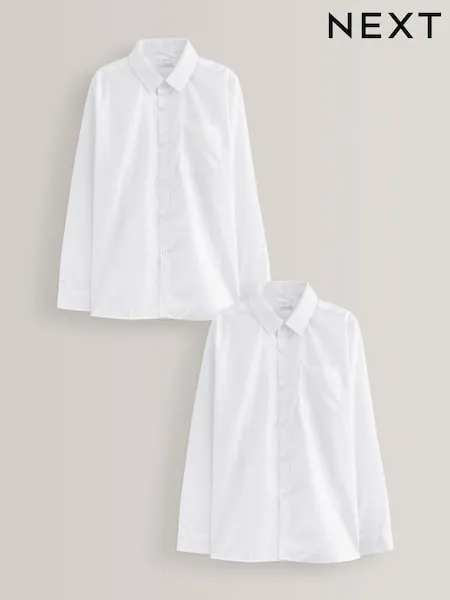 Blue Regular Fit 2 Pack Long Sleeve School Shirts (3-17yrs)