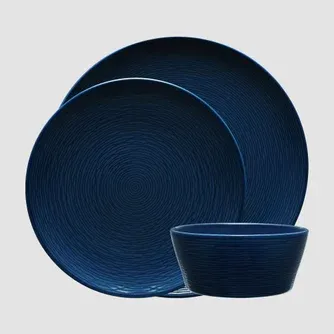 Noritake Navy on Navy Swirl 12pc Dinner Set