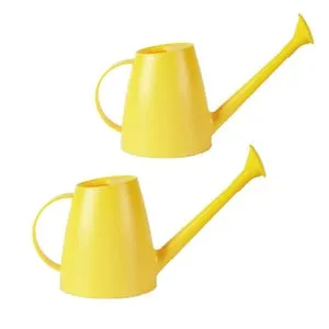 Bollitore per giardinaggio domestico, bollitore per innaffiare, bollitore in plastica per giardino con beccuccio lungo 2 pezzi (giallo)