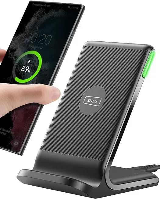 Wireless Charger, 15W Fast Wireless Charging Station with Sleep-Friendly Adaptive Light Compatible with iPhone 17 16 15 14 13 12 Pro Max Samsung Galaxy S25 S24 S23 Note 20 Google etc
