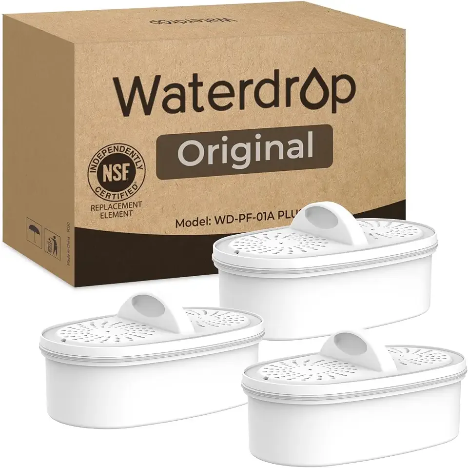 [Original] Waterdrop PF-01A Water Filter Replacement for Waterdrop Pitcher Filtration System, Reduces Lead, PFAS, PFOA/PFOS, Chlorine, Last Up to 3 Months or 200 Gallons, 3 Pack