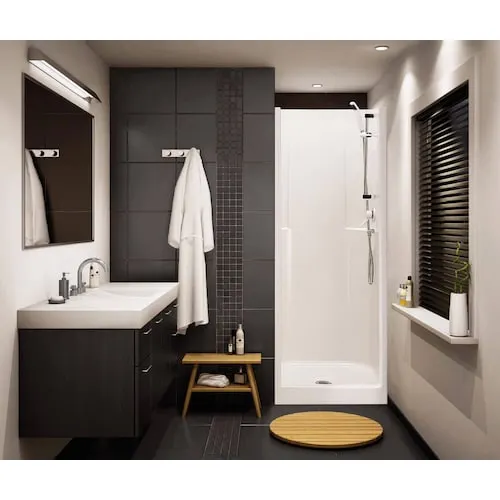 Biarritz 30L x 32W x 75H in. 2-in-1 Shower Kit - Shower Stall with Centre Drain Shower Base and Shower Wall Surround (No Door)