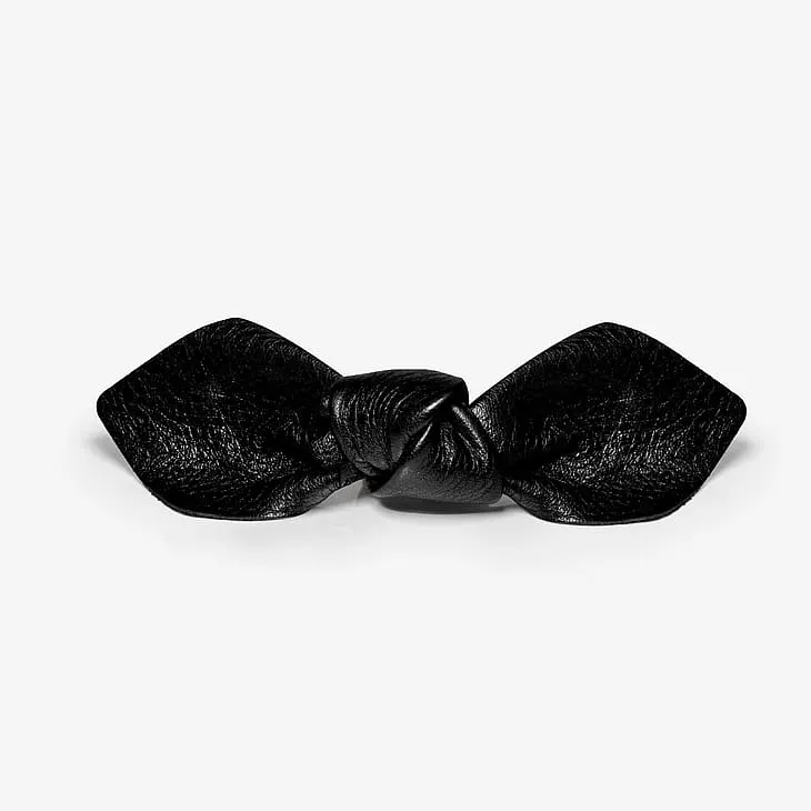 Leather Bow Big On Hair Clip