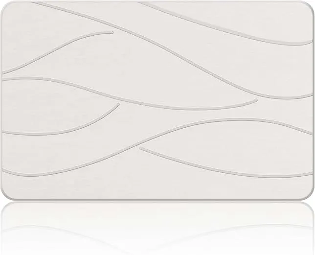 Veeloim Stone Bath Mat Diatomaceous Earth Shower Mat Non-Slip Super Absorbent Diatomite Stone Bath Mats for Bathroom Floor Quick Drying Natural Easy to Clean(23.6''×15.4" White)