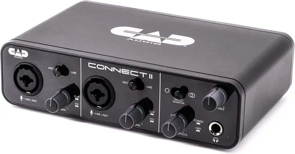 CAD Audio CX2 2x2 USB Audio Interface – 24-Bit/96kHz, Dual XLR Combo Inputs, Phantom Power