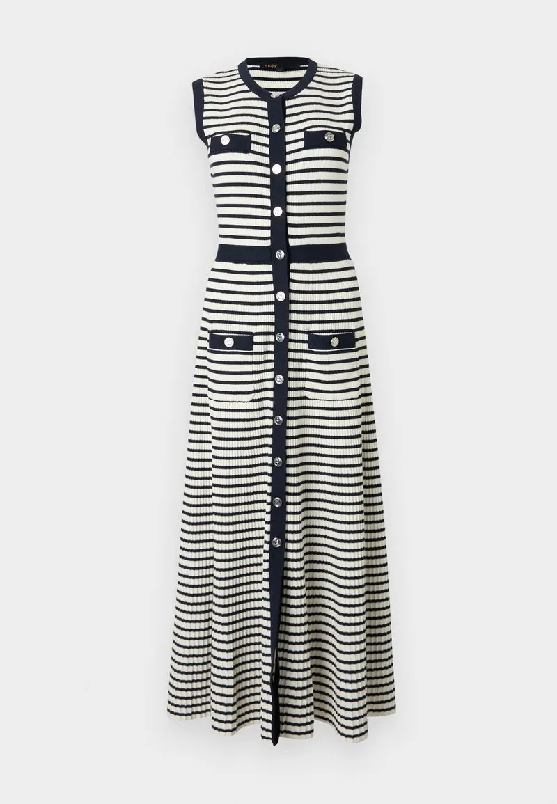RIROLLA - Strikket kjole - ecru/navy blue
