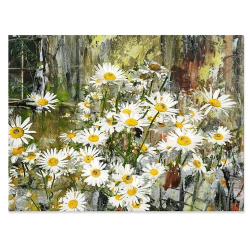 Daisies Flowers Under The Window - Floral Art Canvas Print - 40X30