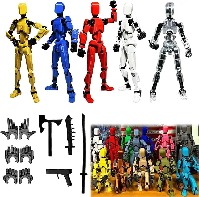 Dumwick Titan 13 Action Figure,2026 New Lucky Robot 13 Action Figures,3D Printed Action Figure,Dummy Robot 13 Action Figures Desktop Decorations Game Gifts (5 pcs)