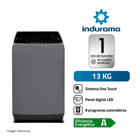Lavadora Indurama Carga Superior 13Kg Gris Oscuro LRI-13DGR
