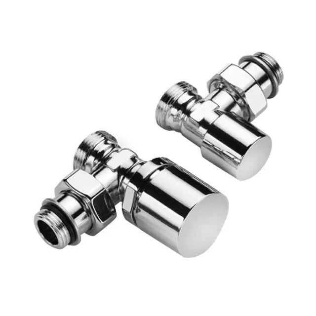 Kit valvole termostatiche manuali a squadra invertita 1/2" in ottone cromato argento