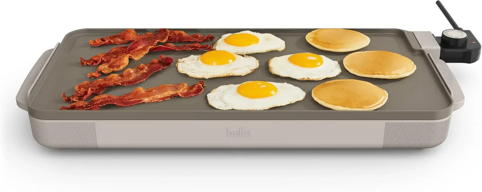 bella 10" x 20" Electric Griddle with EverGood™ Ceramic Nonstick Coating, Removable Temperature Probe, Dishwasher-Safe Drip Tray & Cool Touch Handles, Cook up to 10 Eggs, 1500 Watt, Oatmilk
