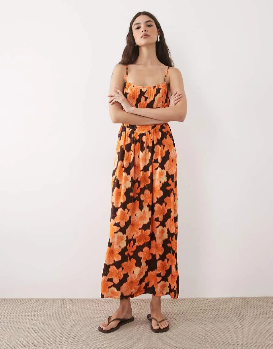 Miss Selfridge spun strappy maxi dress in hibiscus