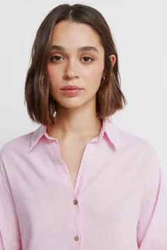 Camisa lino semi abierta