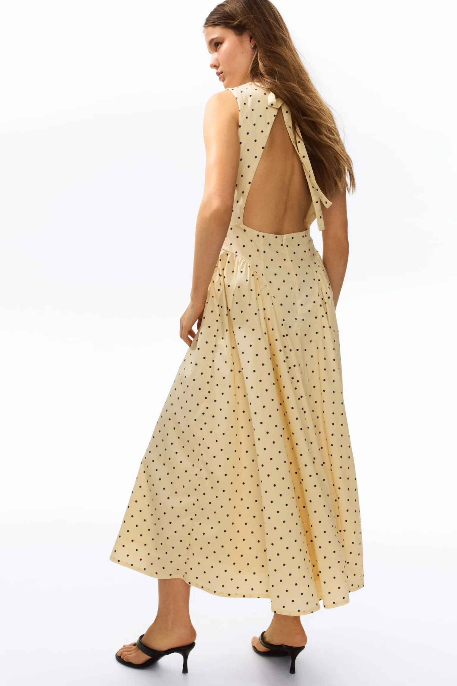 Open-back cotton poplin dress