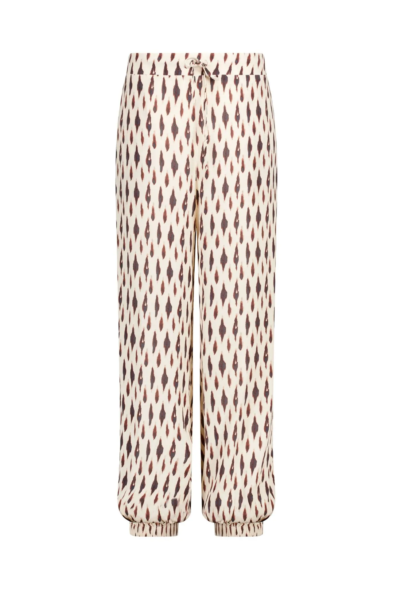 Balloon fit broek | Ecru/bruin | Grafische print