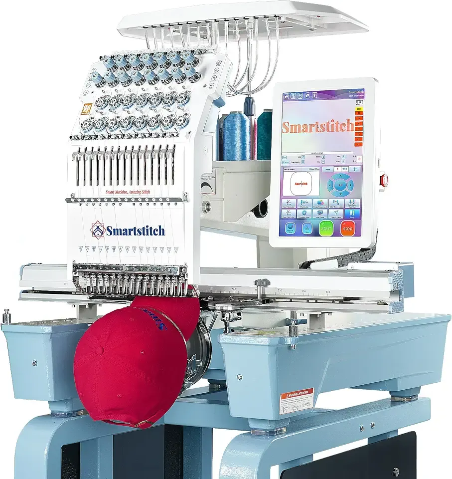 Smartstitch S1501 Plus Beast Embroidery Machine with 15 Needles,24"x16" Large Embroidery Area,1200SPM Max Speed,12" Touch Screen, Wifi available, capable of embroidering on Cap, T-shirt, Flat and more