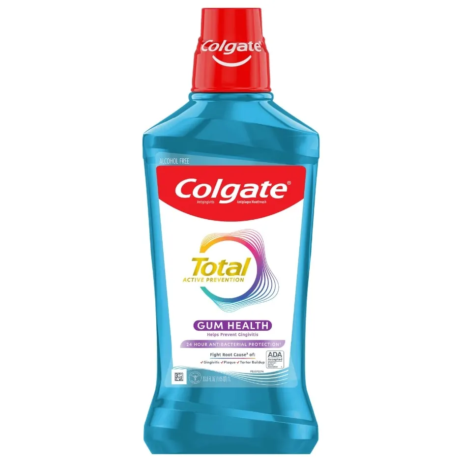 Colgate Total Gum Health Alcohol Free Mouthwash, Clean Mint, 1.0 L