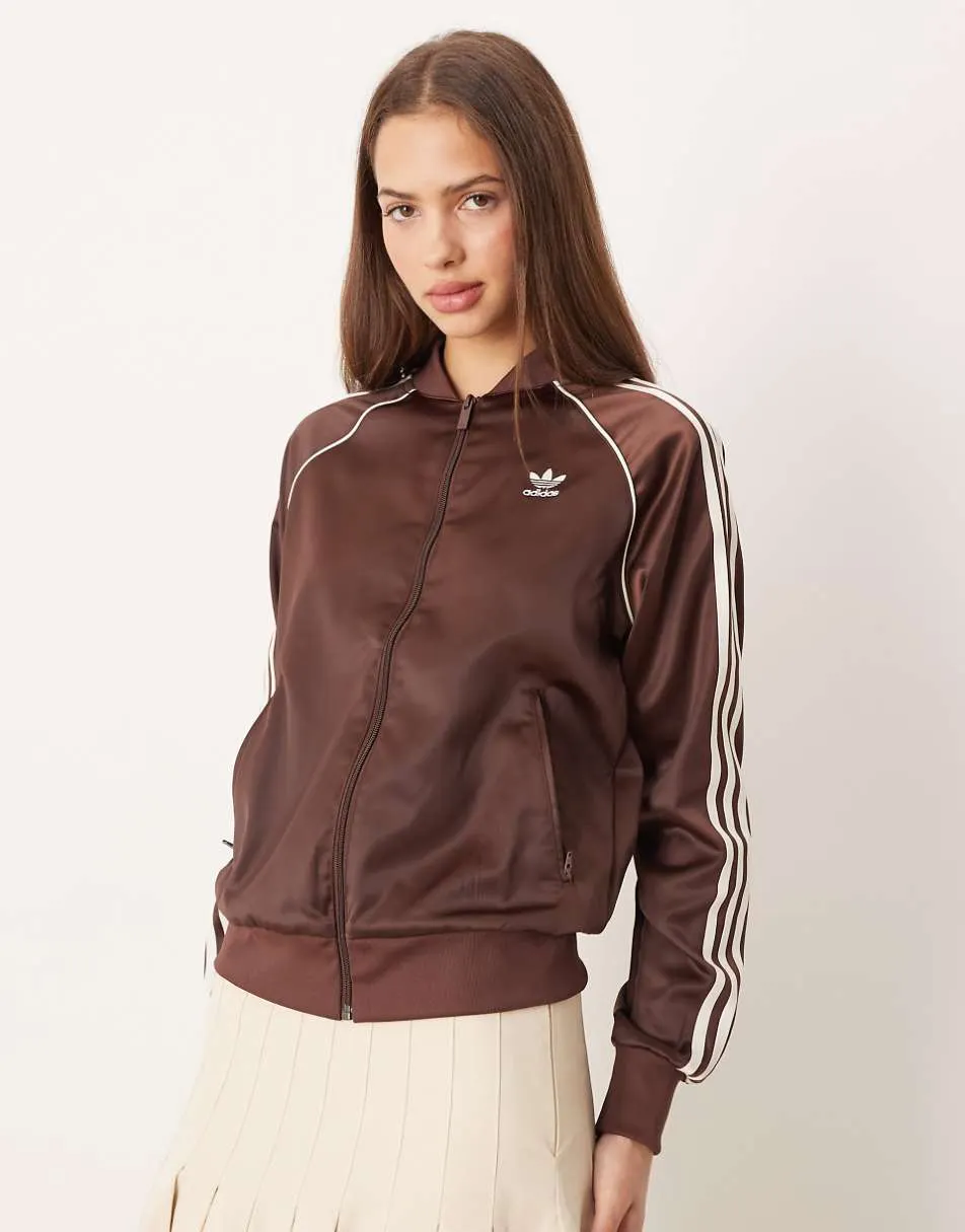 adidas Originals Adicolor track top in brown