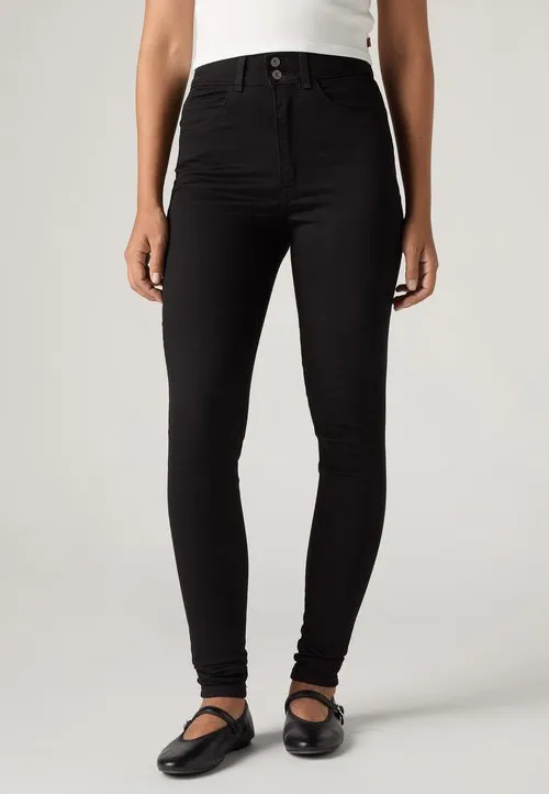 RETRO HIGH SKINNY DOUBLE BUTTON - Jeans Skinny Fit - soft black