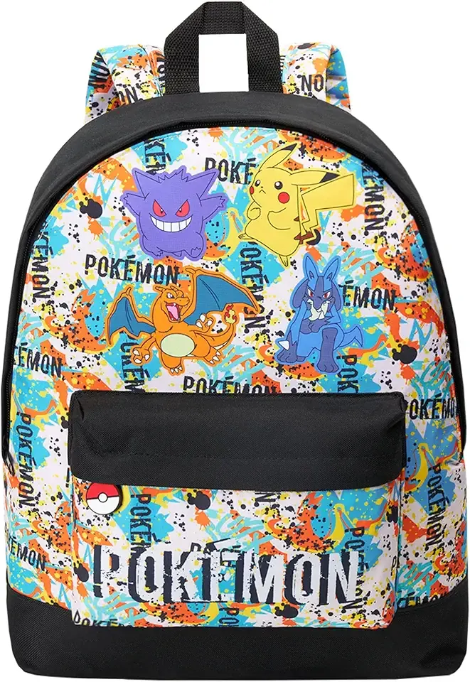 Pokemon Backpack for Kids Teens Boys Girls Pikachu Anime Bookbag Daypack Bag School Sports Gifts for Kids (Multi Graffiti)