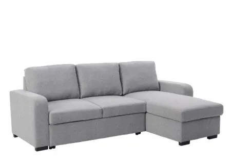 Hoeksalon Zenith 243x156cm - stof - grijs 2 persoons met slaapfunctie en opbergruimte