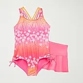 ZeroXposur Big Kid Girls Floral Sleeveless Plus One Piece Swimsuit