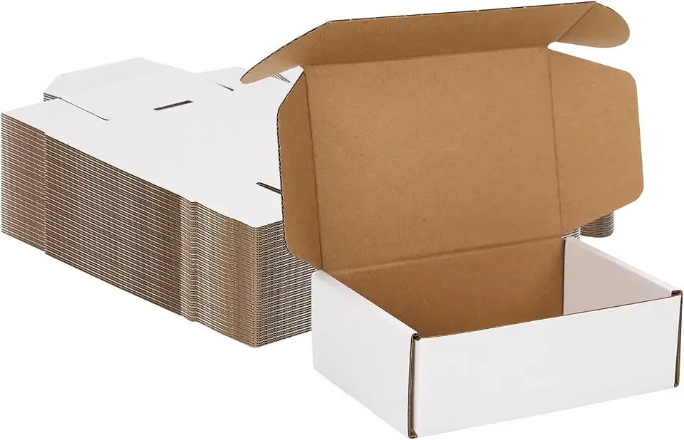 MEBRUDY 6x4x2 Inch Shipping Boxes Pack of 50 Small Cardboard Box Mailing | White, Corrugated Cardboard, Small Business, Easy Assemble, Mailing, Packing, Literature, Mailer
