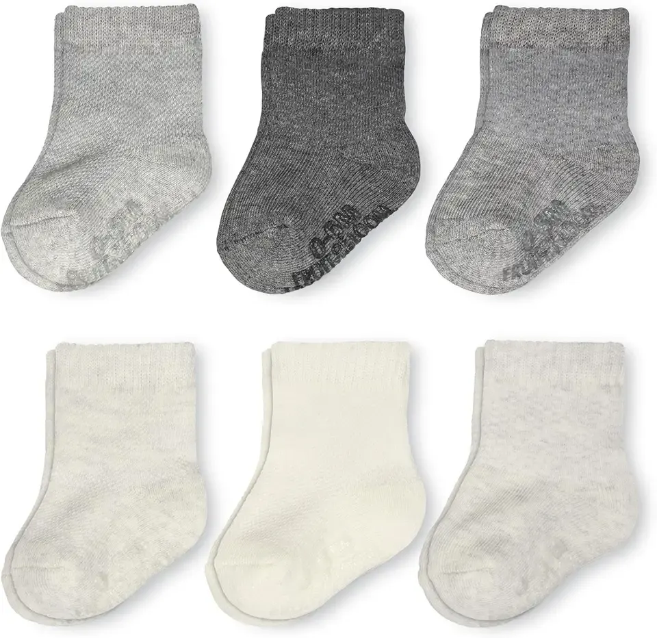 All Weather Baby & Toddler Socks - Cotton Crew Socks with Grips for Boys, Girls and Unisex