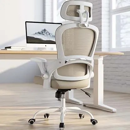 TRALT Office Chair - Ergonomic Office Chair with Back Support, Computer Chair - Home Office Desk Chairs, 330lbs Wide Seat Big and Tall Office Chairs with Headrest, Comfy Desk Chairs (Beige) TRALT Office Chair - Ergonomic Office Chair with…