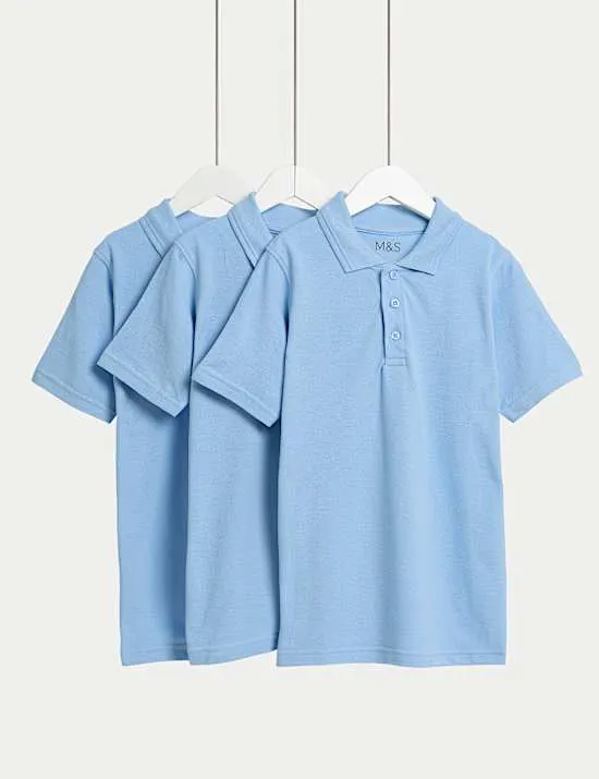 3er-Pack Fleckenabweisende Slim Fit Unisex-Poloshirts für die Schule (2–18 J.)