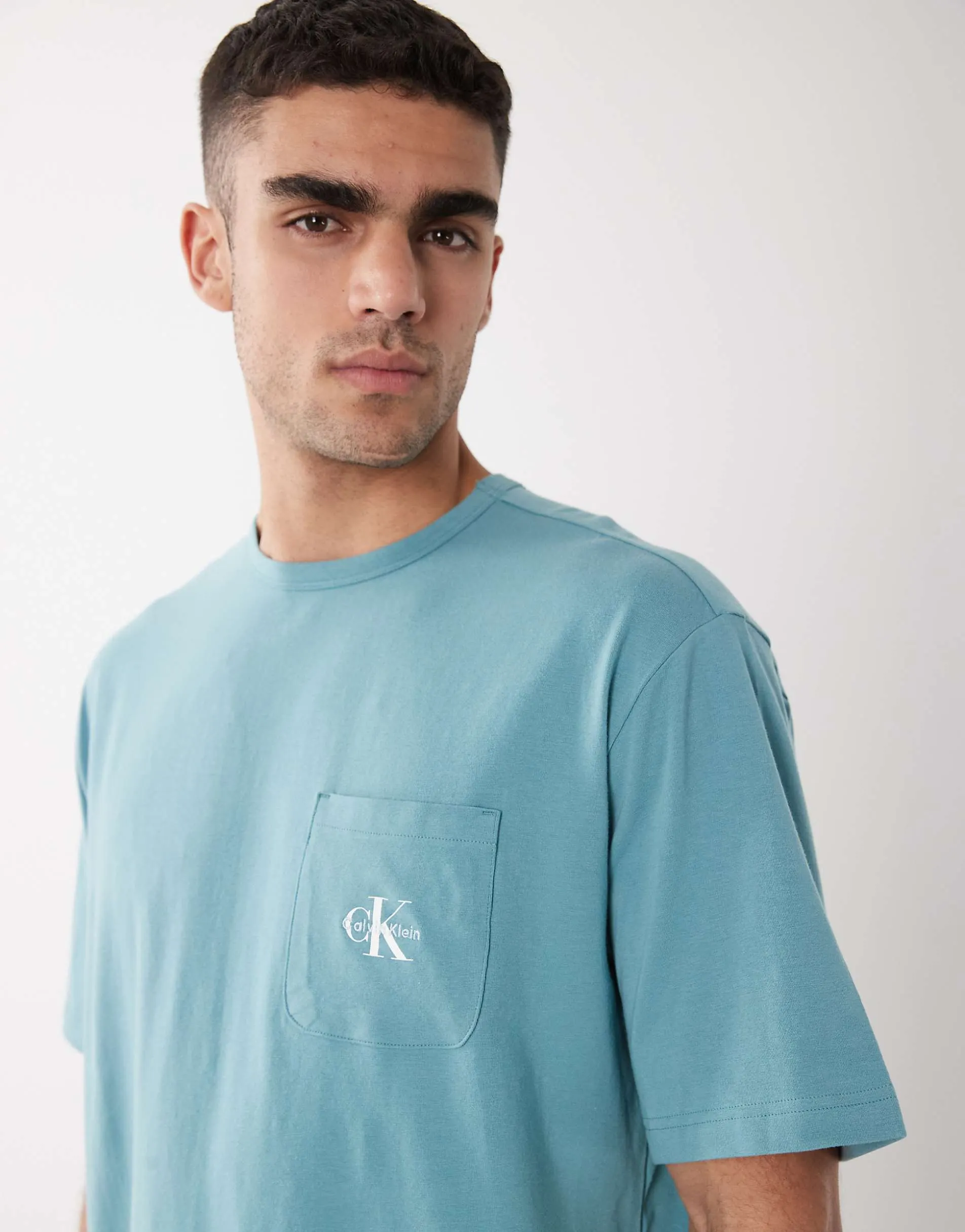 Calvin Klein Icon Cotton Stretch loungewear t-shirt in blue