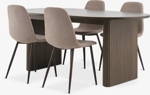LYNGVIG + JONSTRUP LYNGVIG L180/260 donker eiken + 4 JONSTRUP donker eiken