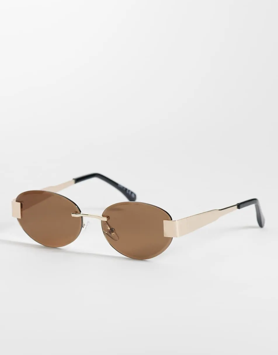 Gina Tricot rimless sunglasses in brown and gold