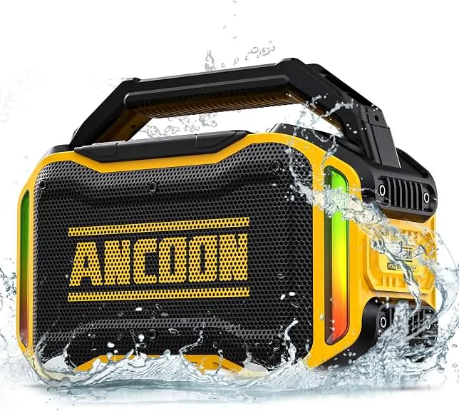 ANCOON Speakers Bluetooth Wireless: 80W(Peak) Loud Speaker with Bass, 20H Playtime, IPX6 Waterproof, Large Jobsite Speakers for Work, Outdoor, Workshop,…