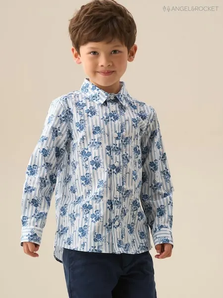 Angel & Rocket Yellow Ollie Stripe Floral Shirt