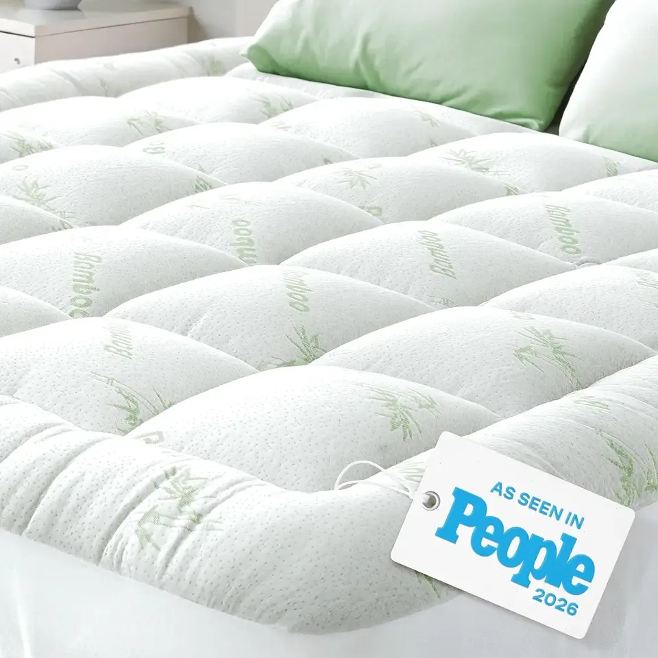 Niagara Sleep Solution Ultra Soft Full Size Mattress Topper - Viscose Made from Bamboo Pillow Top Mattress Pad for Back Pain Relief - Naturally Cooling for Hot Sleepers, Green