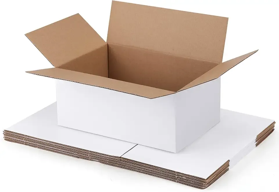 Shipping Boxes 10x7x5 Set of 6, White Corrugated Cardboard Box for Mailing Business Packaging