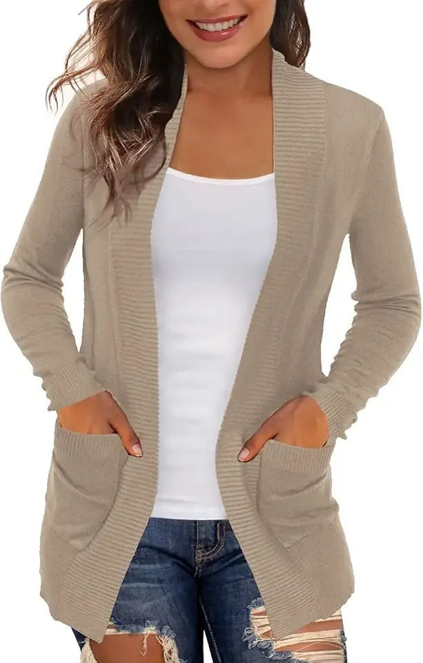 Women's Cardigans with Pockets Casual Lightweight Open Front Cardigan Sweaters for Women (S-2XL)