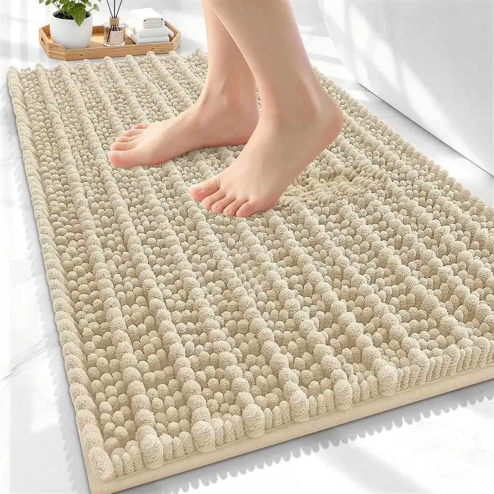 OLANLY Bathroom Rugs 24x16, Thick Soft and Absorbent Chenille Bath Mat