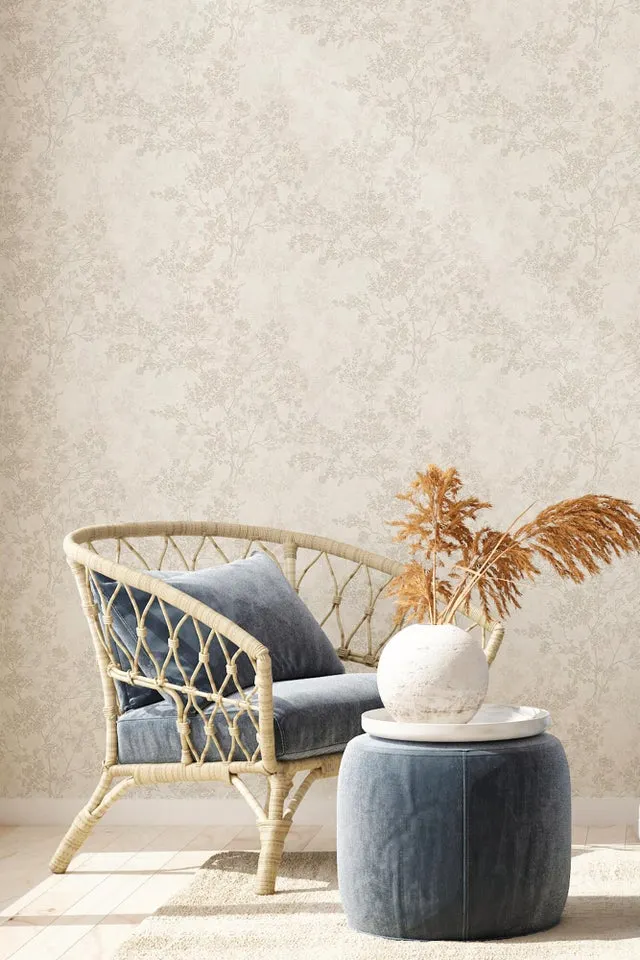 Papel pintado vinilo aplicación cola en pared Naturaleza Ramas 373972 beige, gris, marrón A.S. CREATION 53cmx10.05m superlavable apto para cocinas o baños