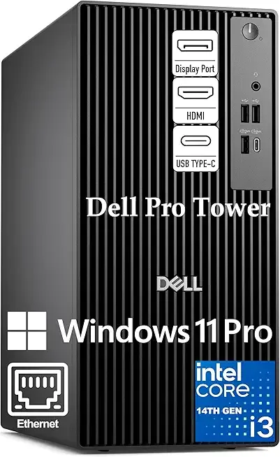 Dell Desktop Computers, Pro Tower Desktop PC (Next Gen OptiPlex), 14th Gen Intel 4-Core Processor, 16GB DDR5 RAM, 512GB PCIe SSD, RJ-45, DisplayPort, HDMI, Type-C, Windows 11 Pro
