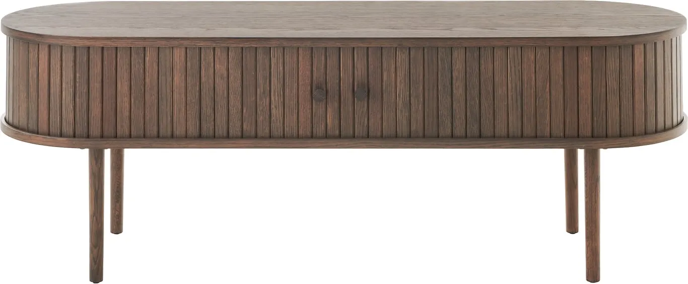 Slide TV-benk 130x40 H 45 cm, brun, lakkert eikefiner